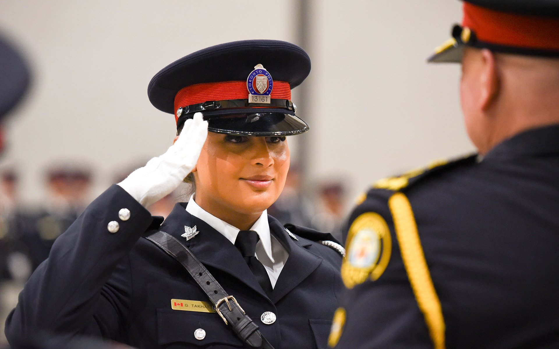 Police officer saluting