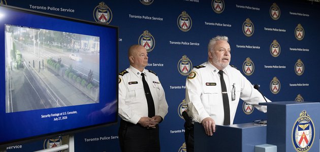 Police officer at a podium