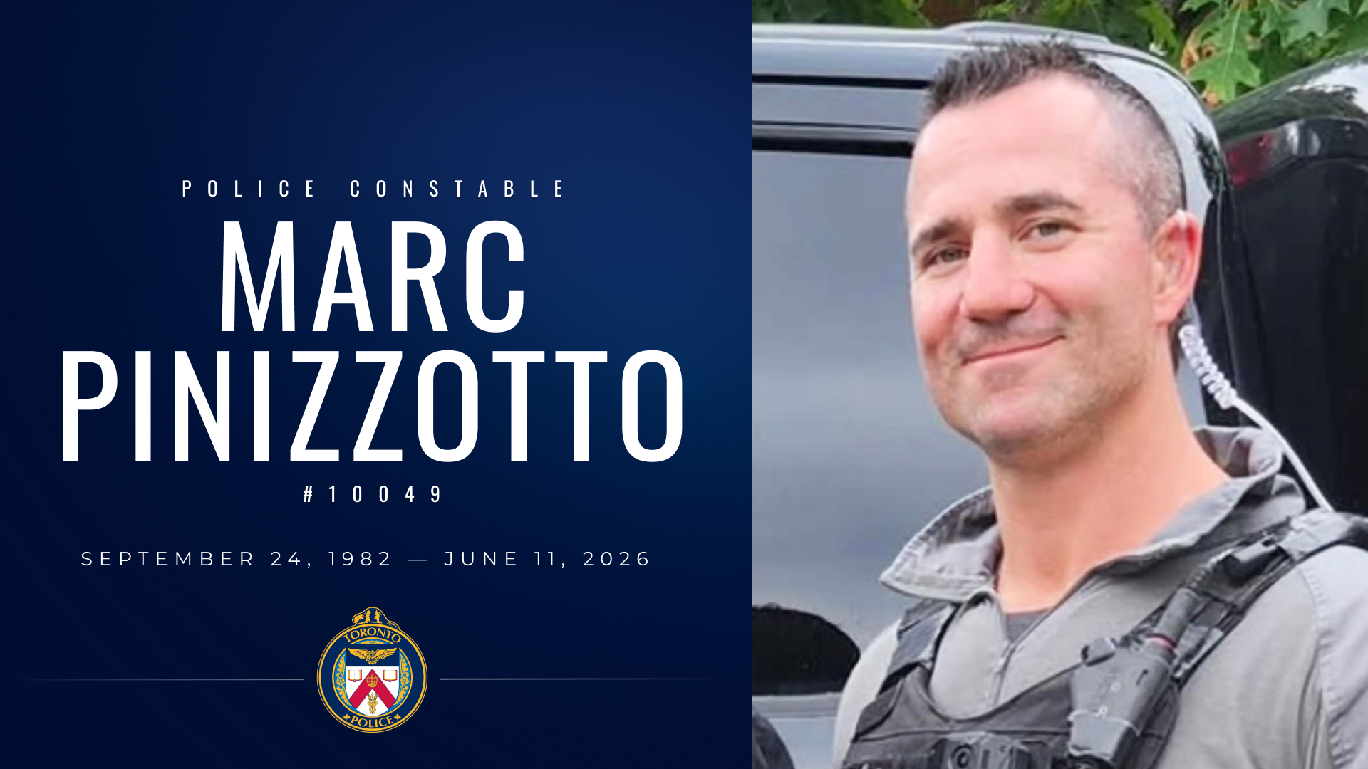 Text: Police Constable Marc Pinizzotto. Photo of police officer