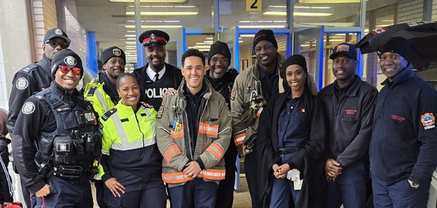 Group of firefigthers, paramedics and police officers
