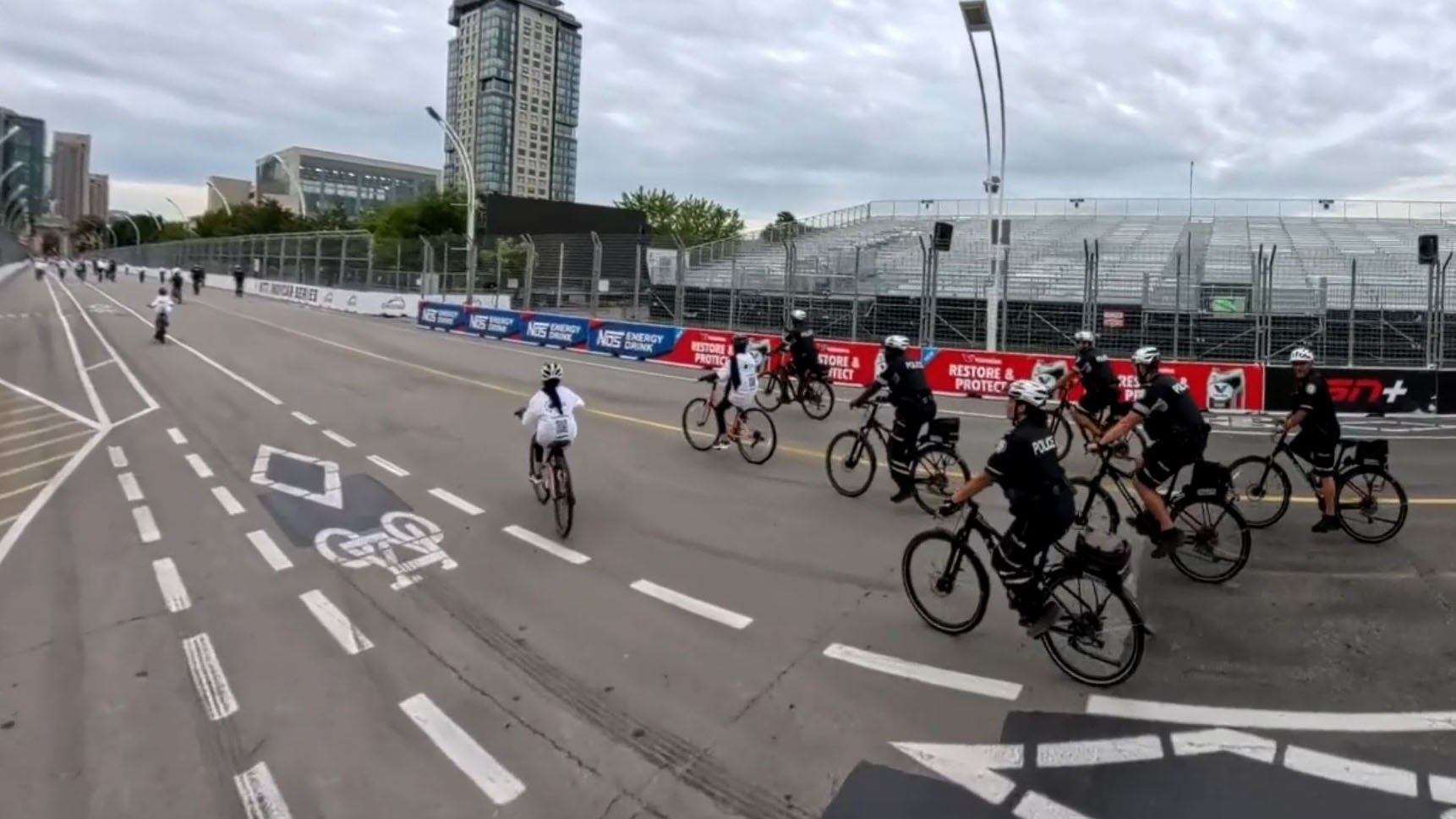 Cyclists riding on a road