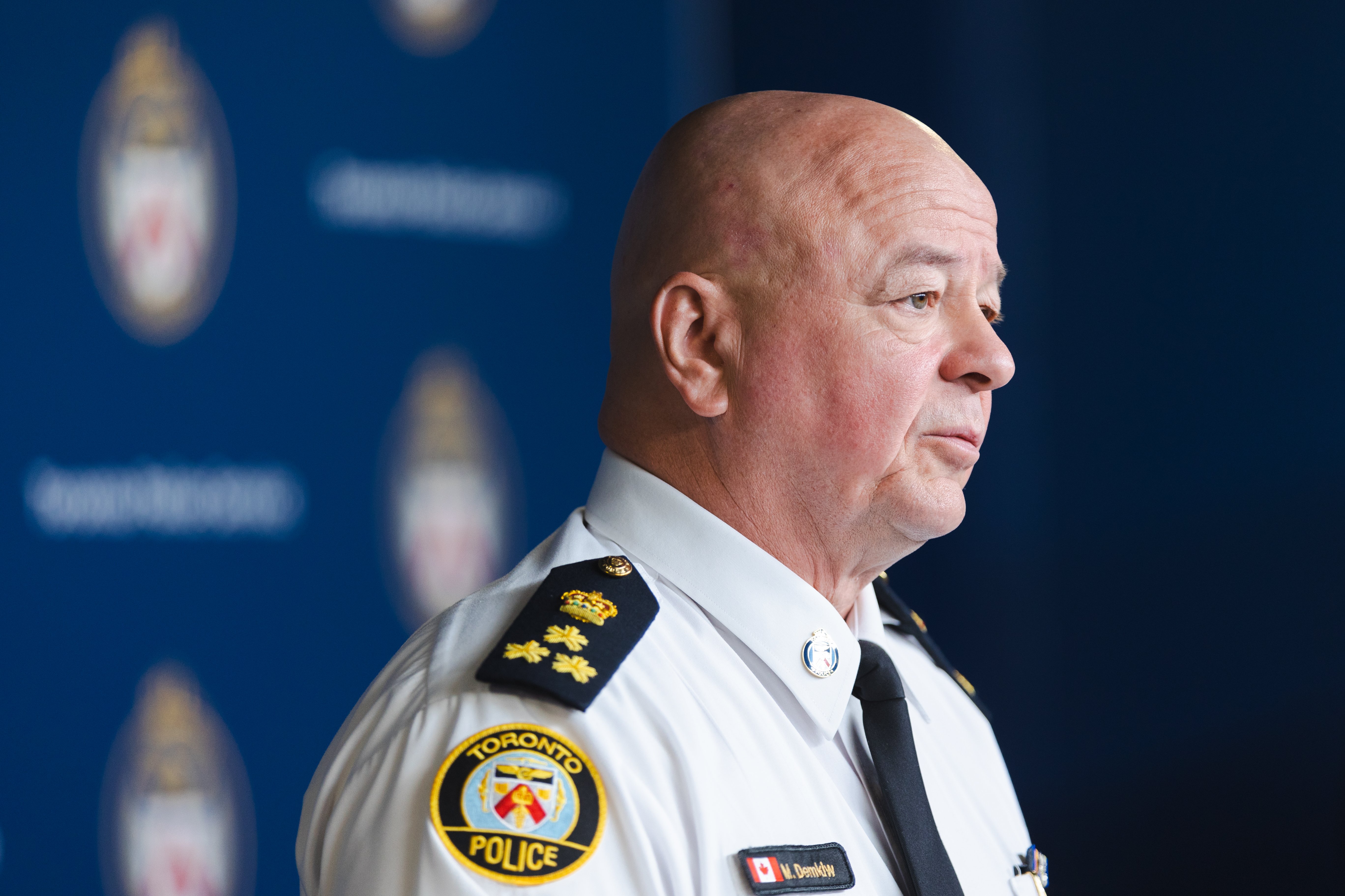 Chief of Police speaks at a podium