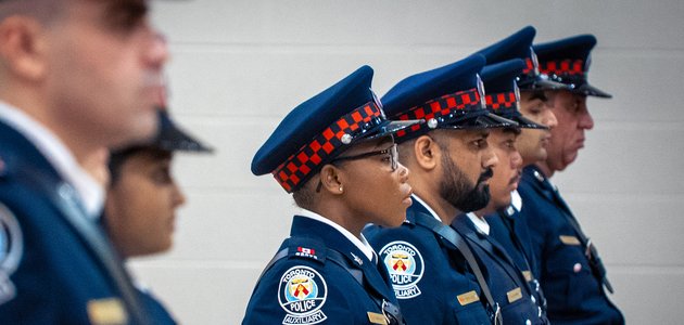Auxiliary officers lined up.