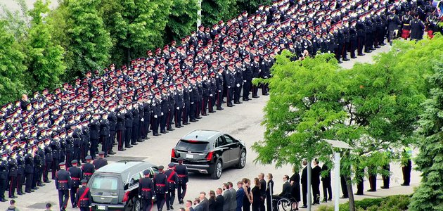 Large group of police officers