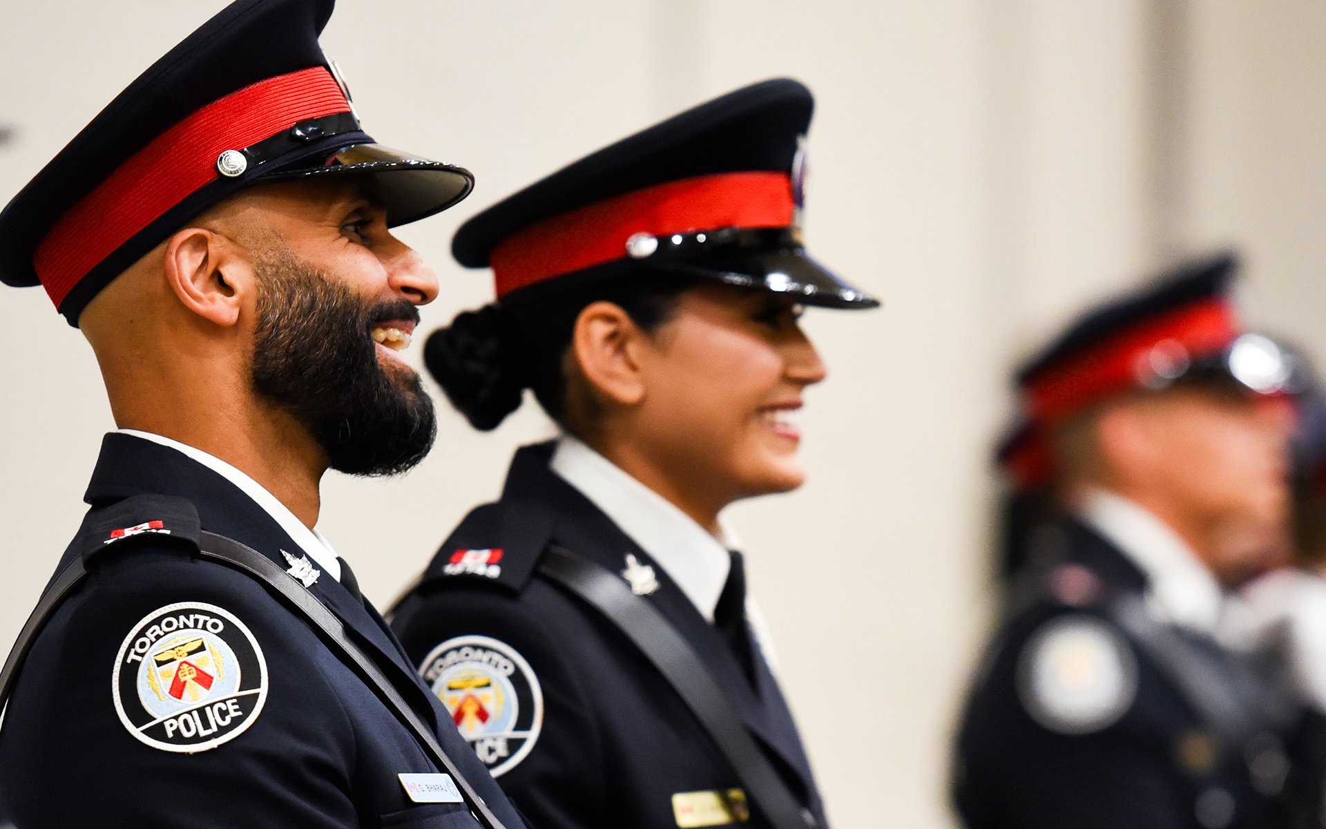 Police officers smiling