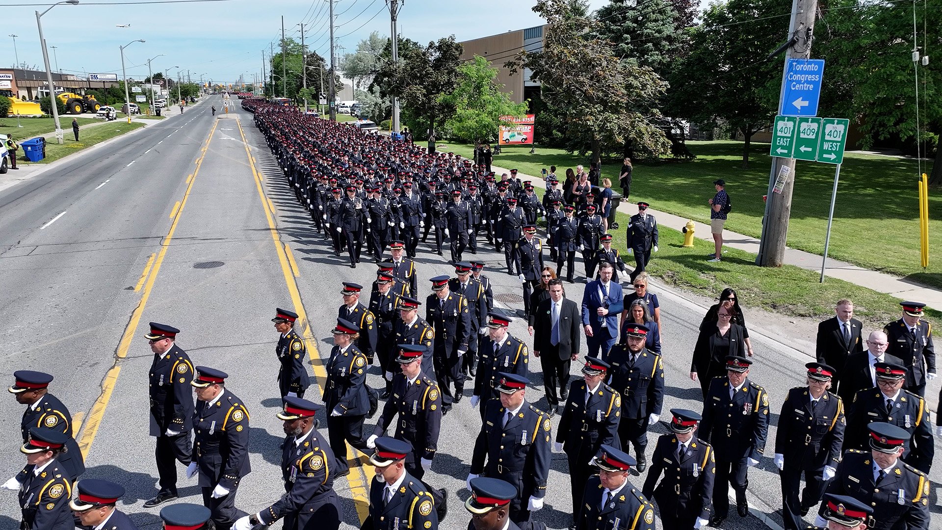Police officers marching