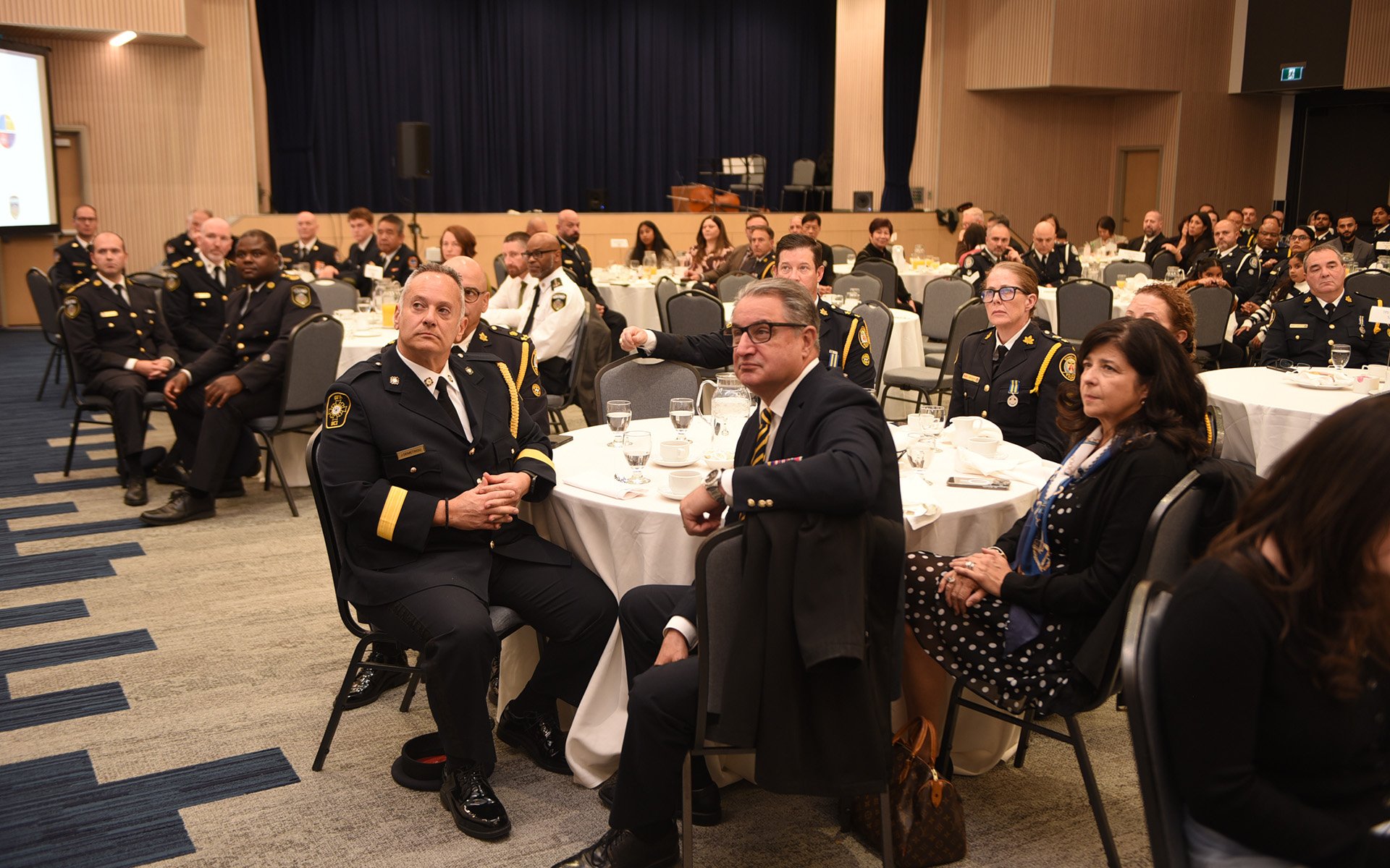 People seated at tables