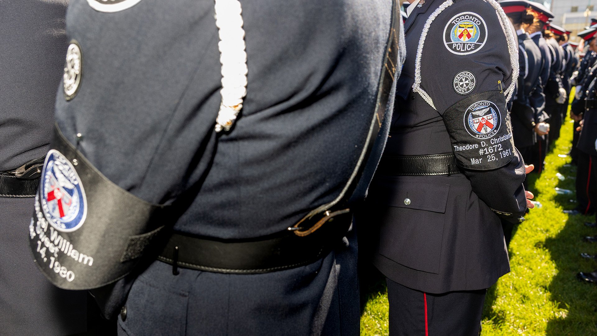 Police officers with black armbands