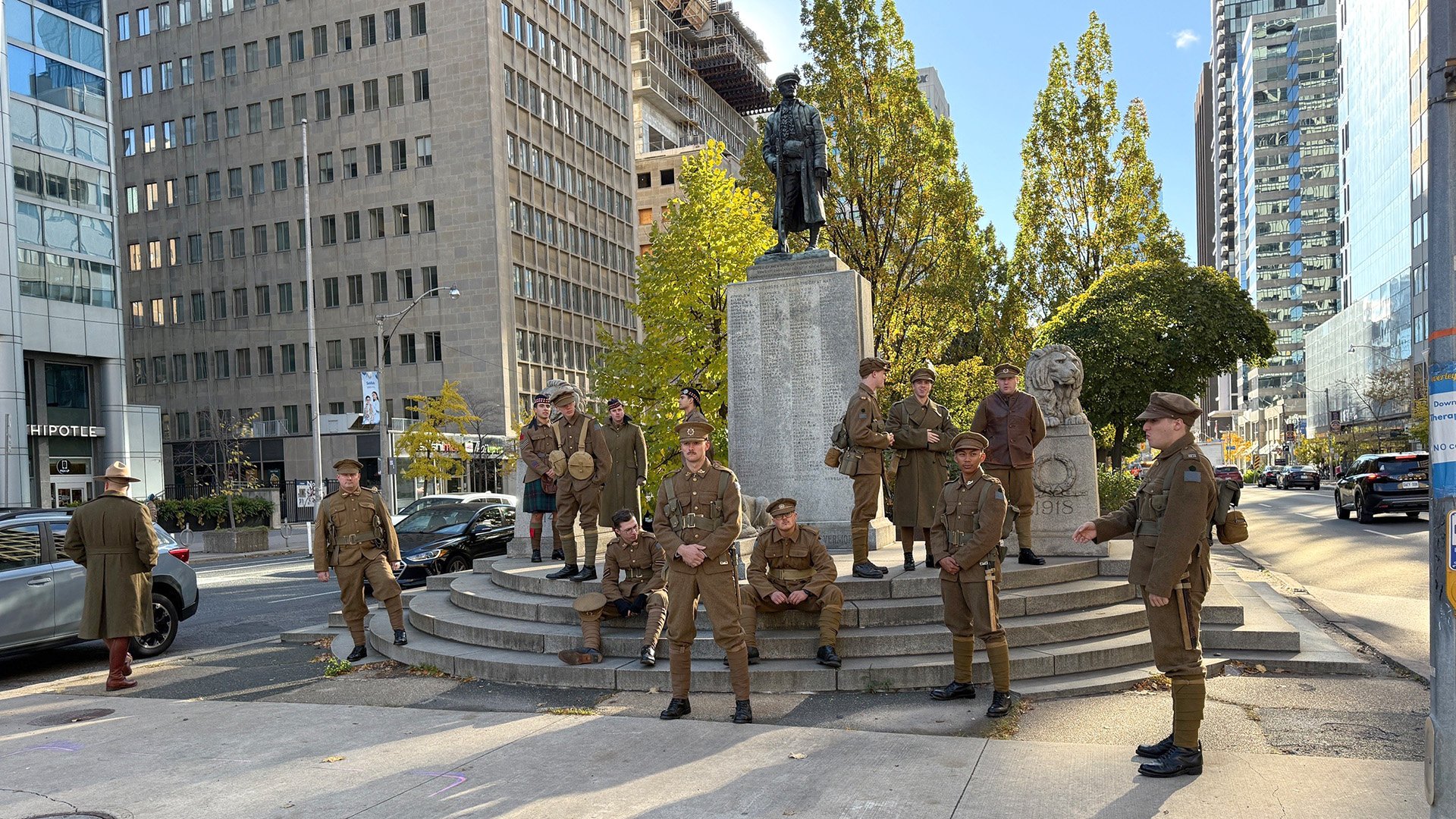 Soldiers at a monument