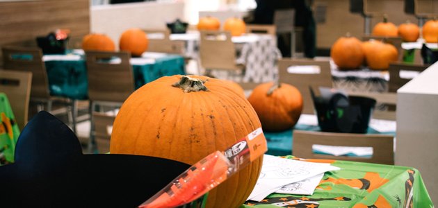 Pumpkins on tables