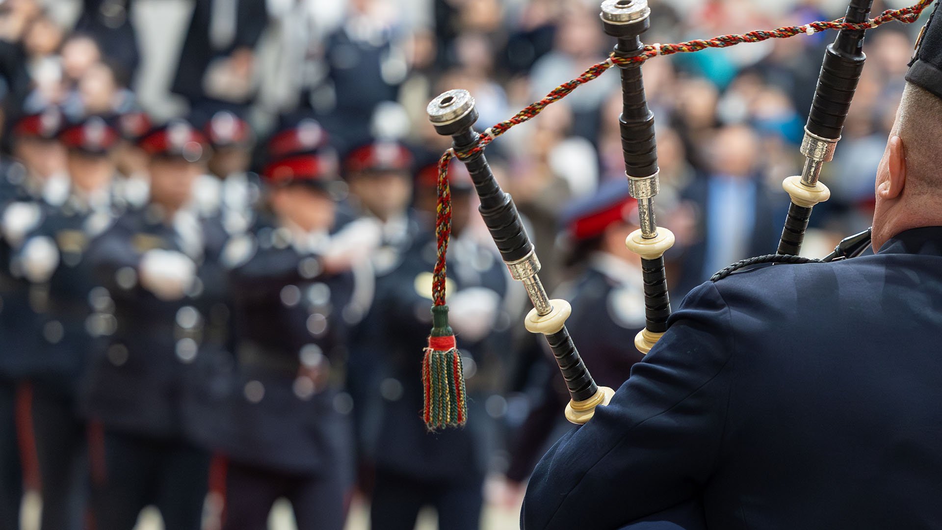 Police officers marching
