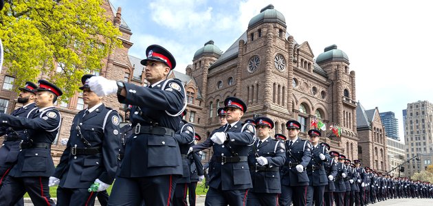Police officers marching