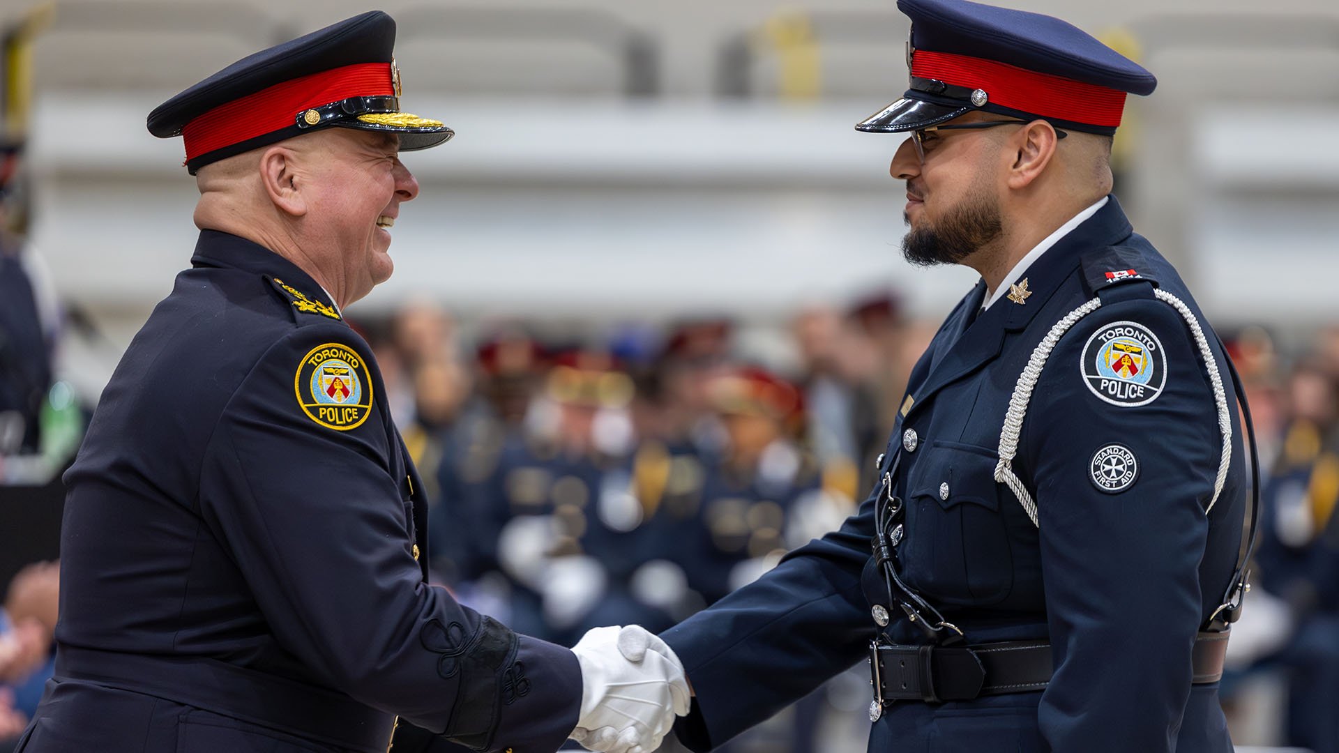 Police officers shaking hands