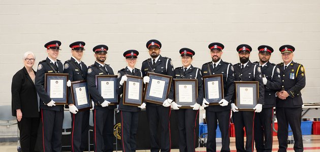Group of police officers with awards
