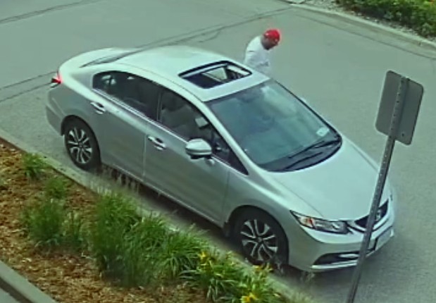 Suspect to be Identified and vehicle.
Vehicle is believed to be an older model silver 4-door Honda Civic.