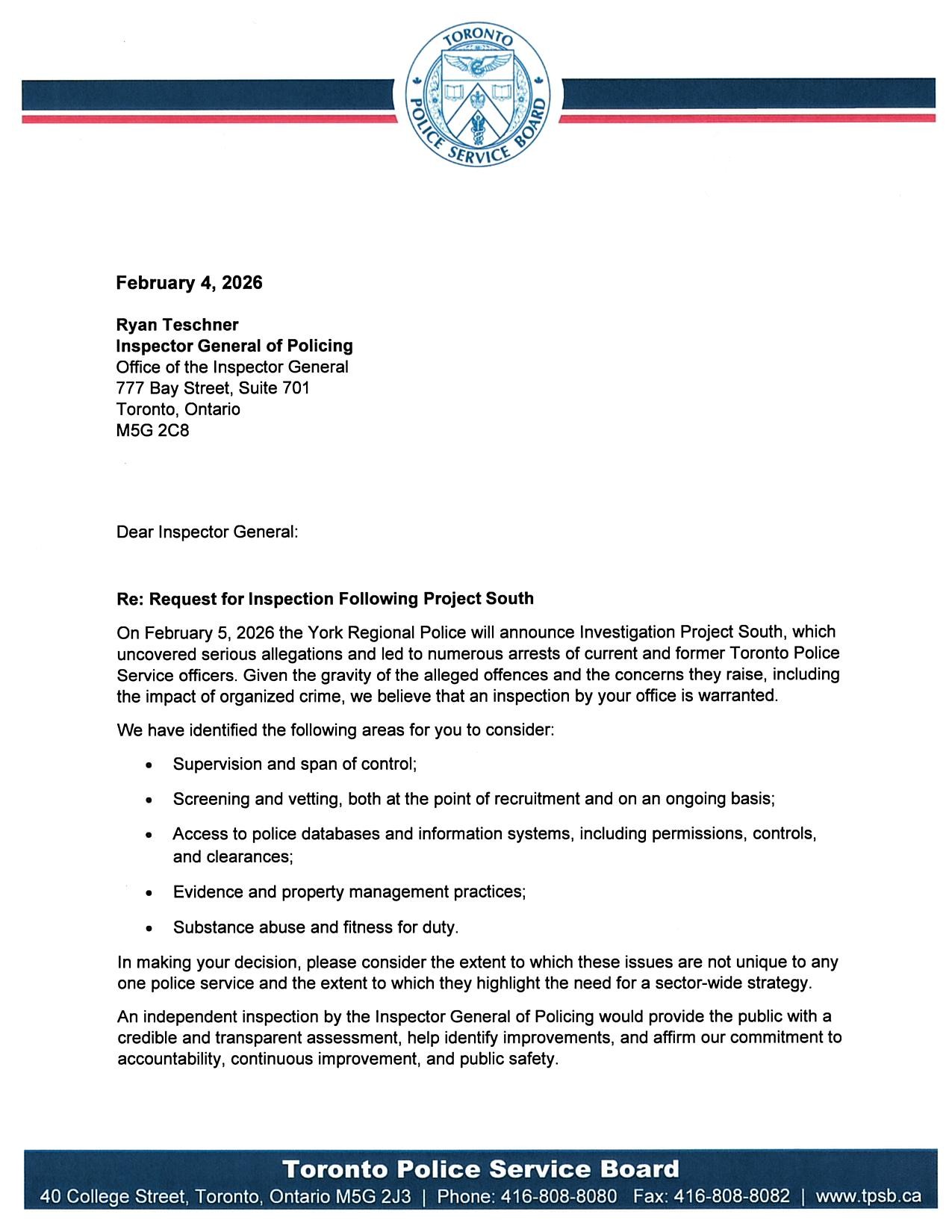 Image of Letter to Inspector General - page 1