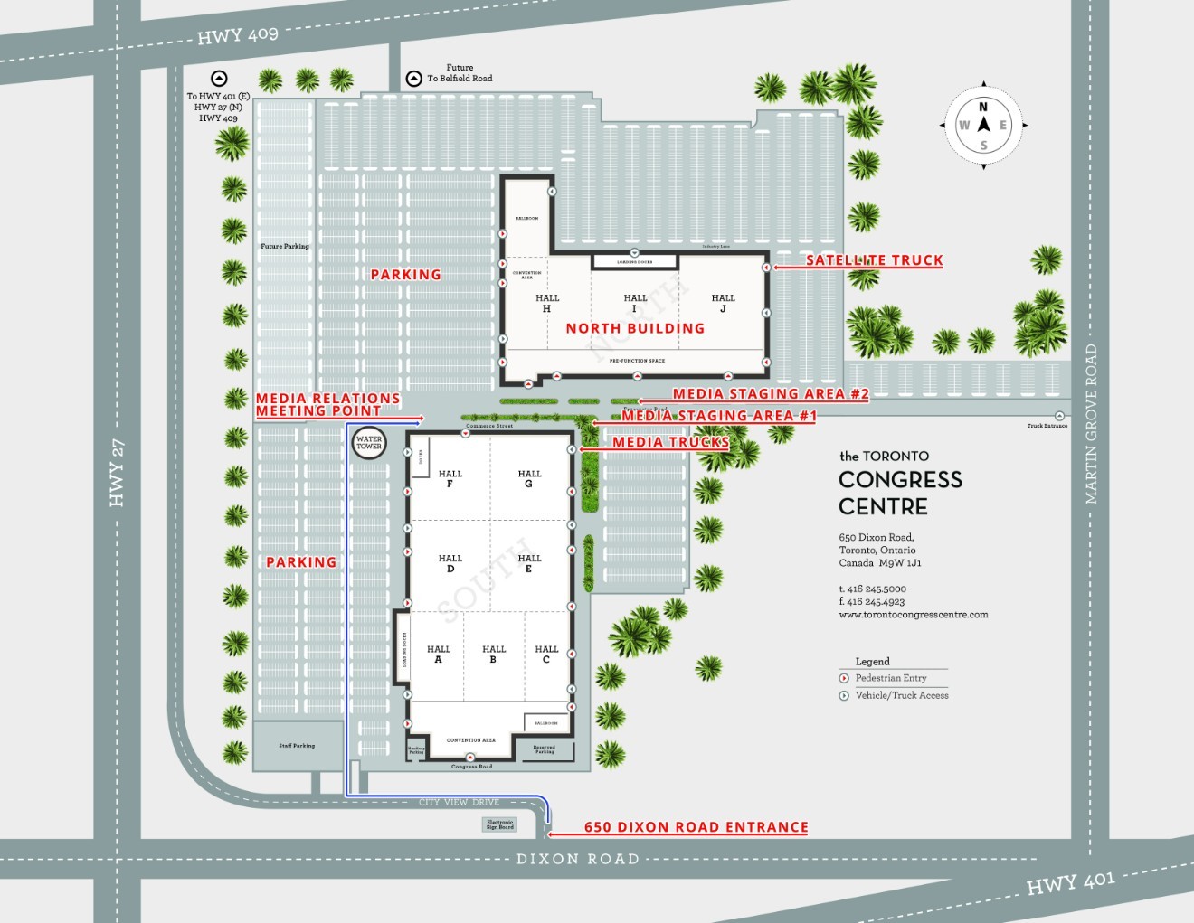 Map of Media location and parking at the Toronto Congress Centre