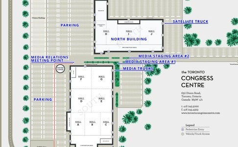 Map of Media location and parking at the Toronto Congress Centre